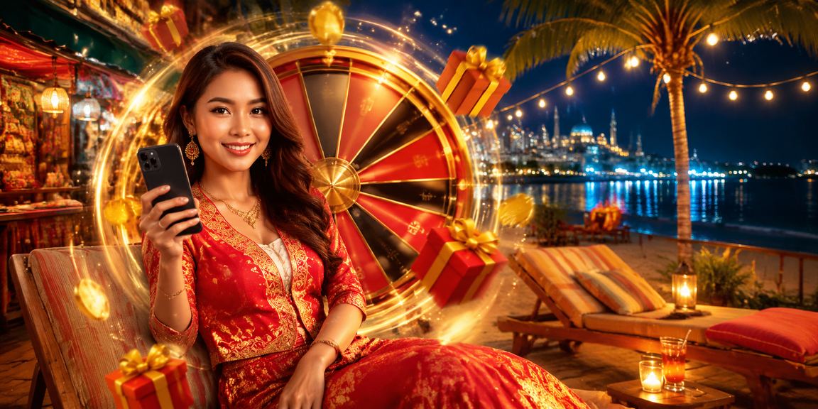 Meja roulette kasino dengan suasana Melayu tradisional